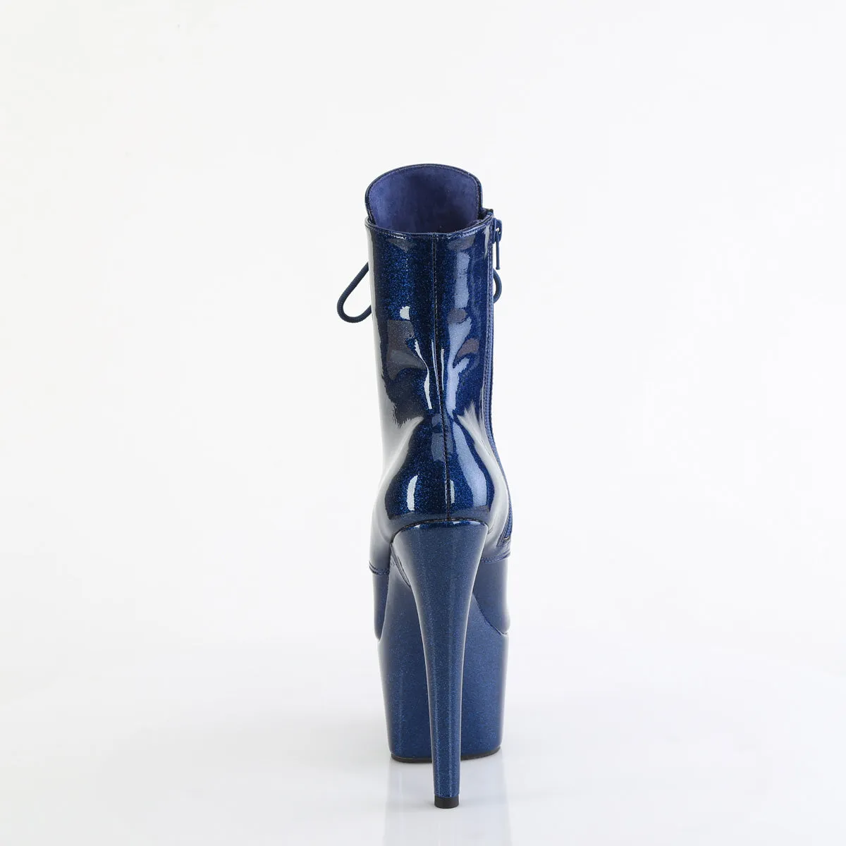 Adore 1020GP Lace Up Ankle Boot Navy Blue Glitter Patent - 7" High Heels Direct