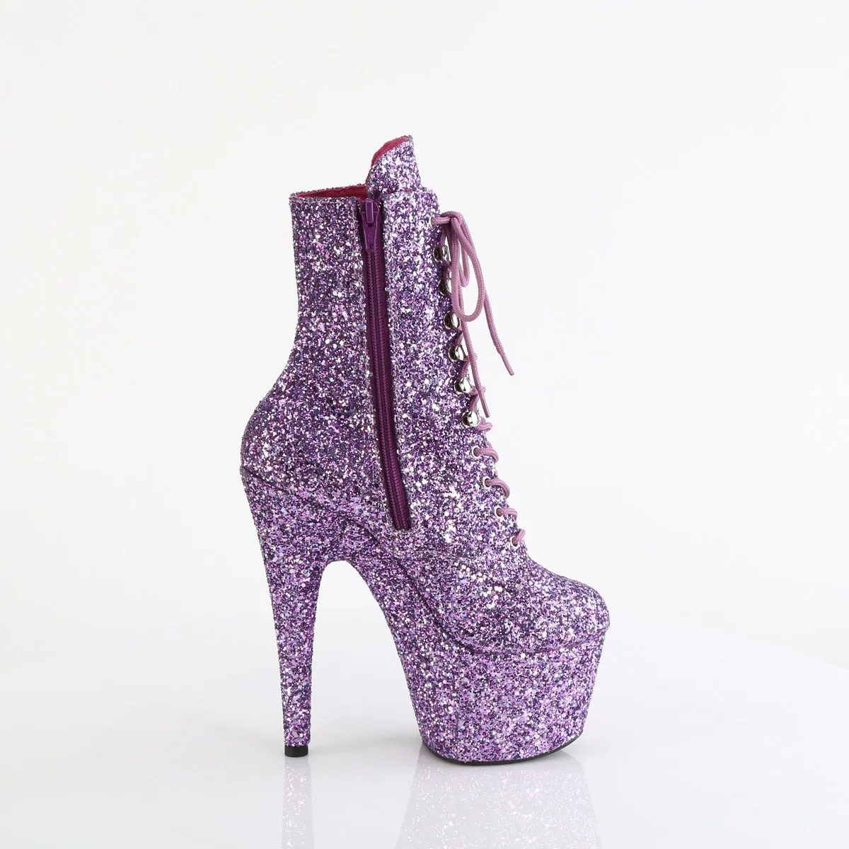 Adore 1020GWR Lavender Purple Glitter 7" Heel Platform Ankle Boots -Direct