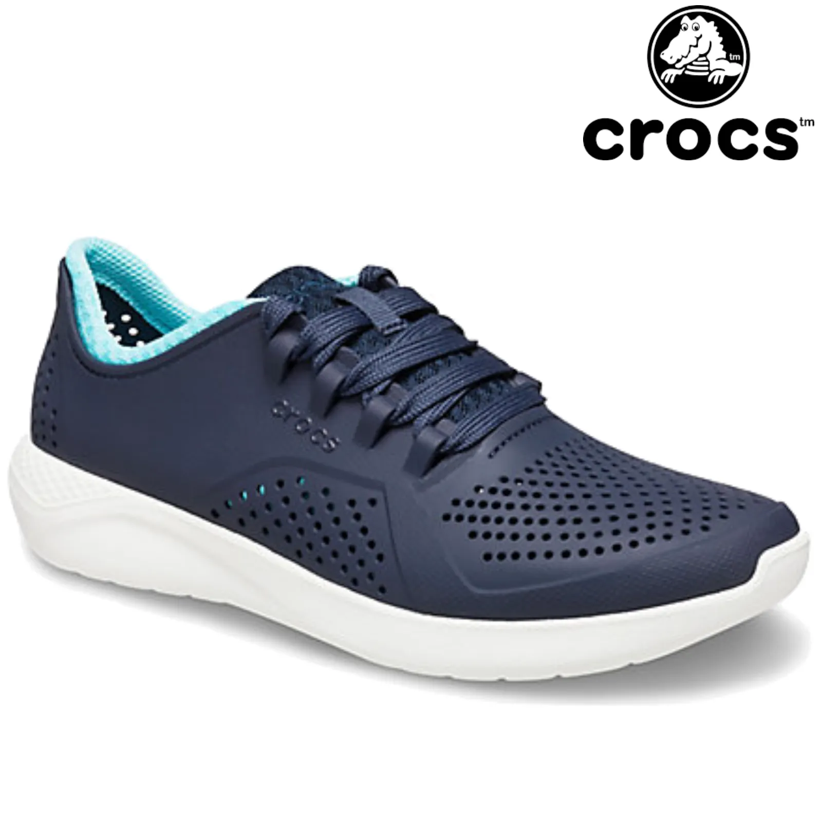 Crocs Women's LiteRide Pacer Ladies Sneakers Shoes - Navy/Ice Blue