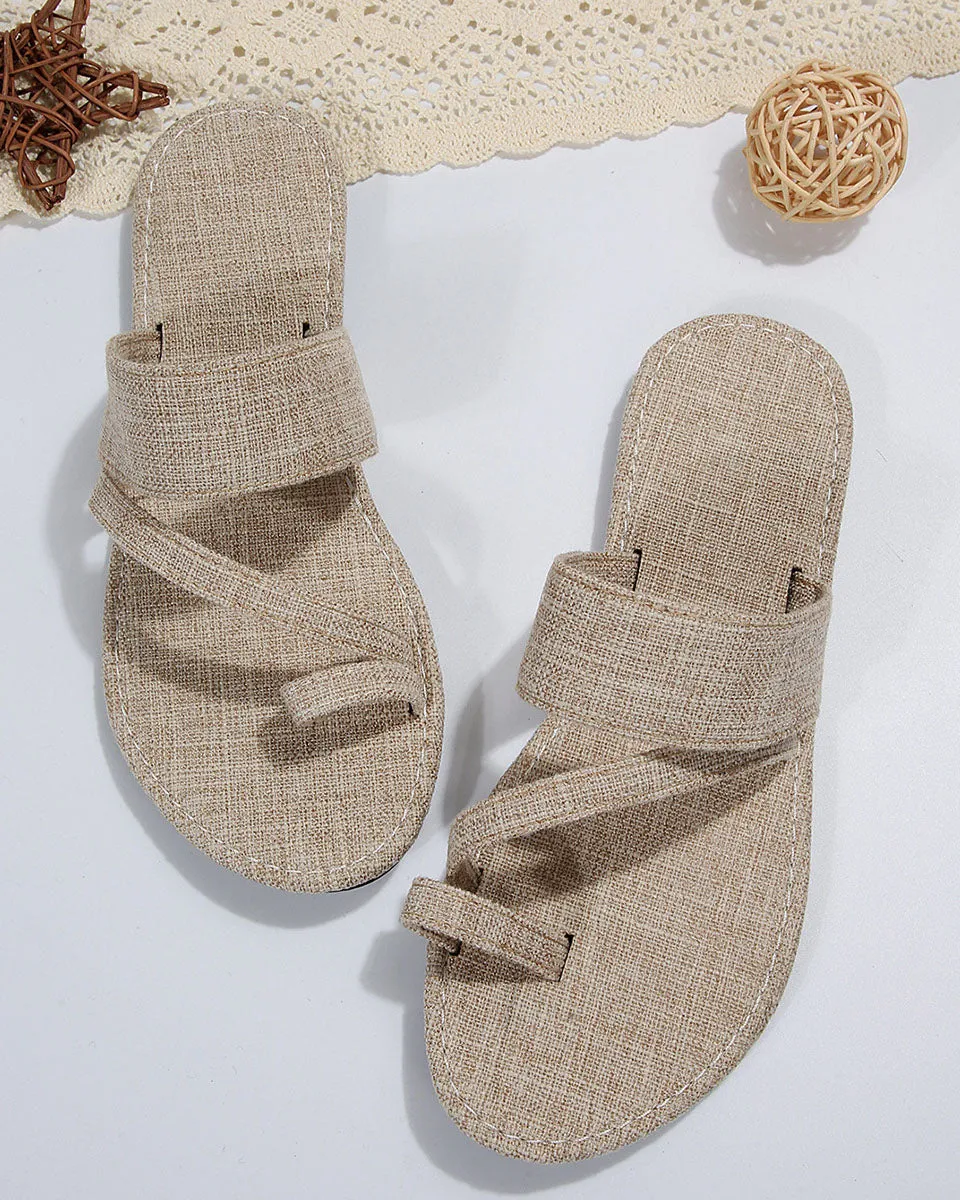 elveswallet Denim slip-on flat slippers