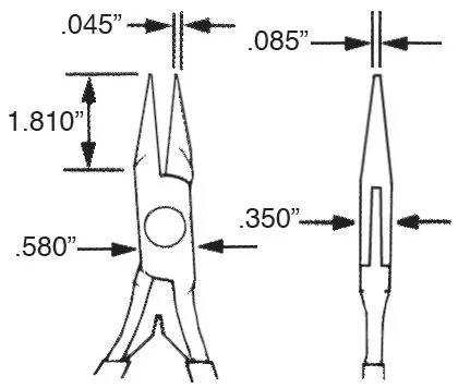 Excelta 2910 ESD-Safe Large Needle Nose Stainless Steel Pliers with Cushion Grips, 6.50" OAL