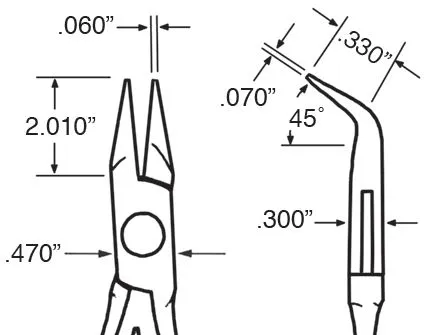 Excelta 2914 ESD-Safe Large Bent Nose Stainless Steel Pliers with 45° Angled Jaw & Cushion Grips, 6.50" OAL