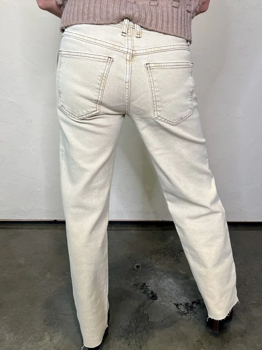 Free People: Risk Taker Mid-Rise Straight - Ecru