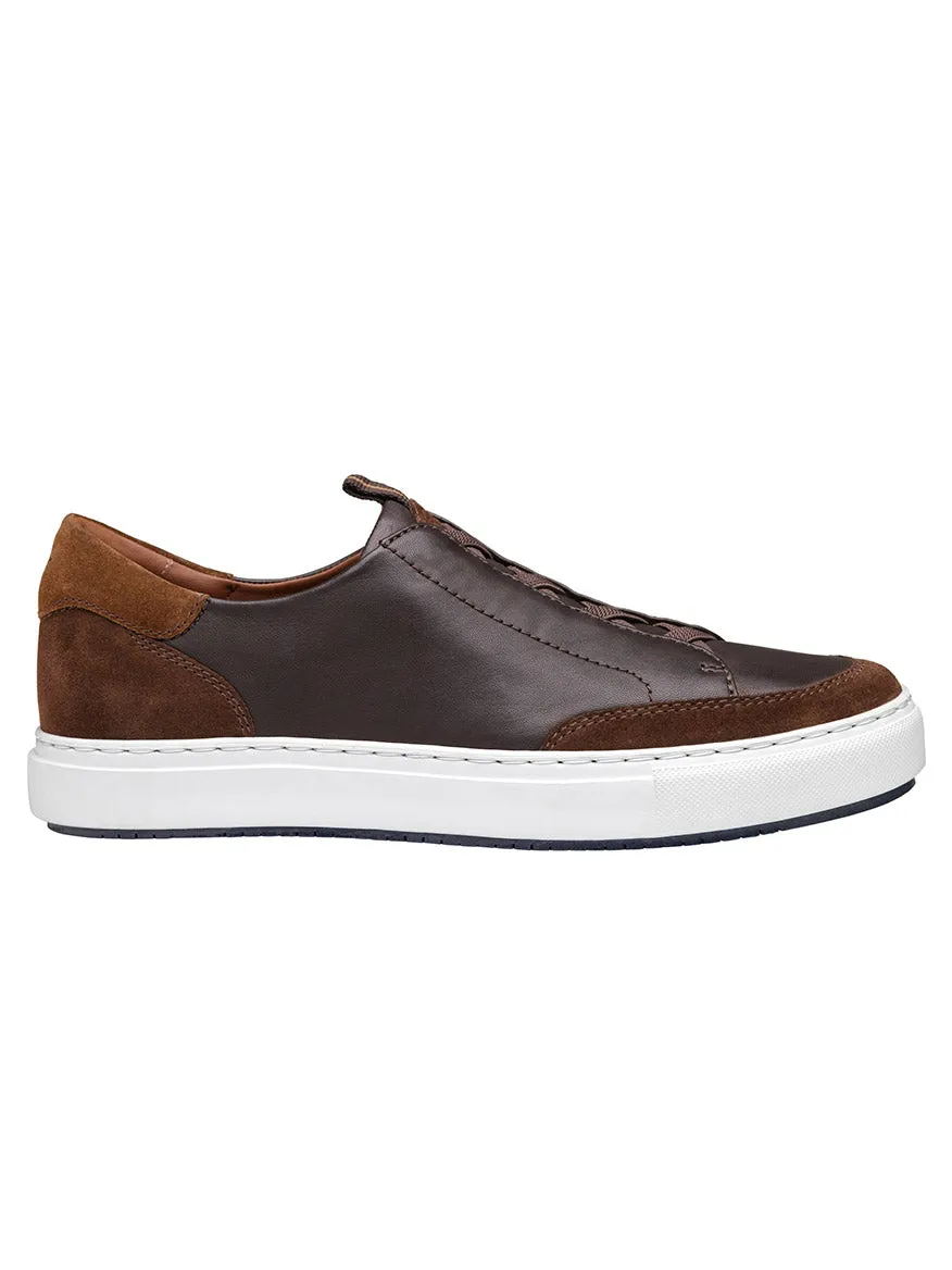 J & M Collection Anson Stretch Lace-to-Toe in Dark Brown English Suede/Sheepskin