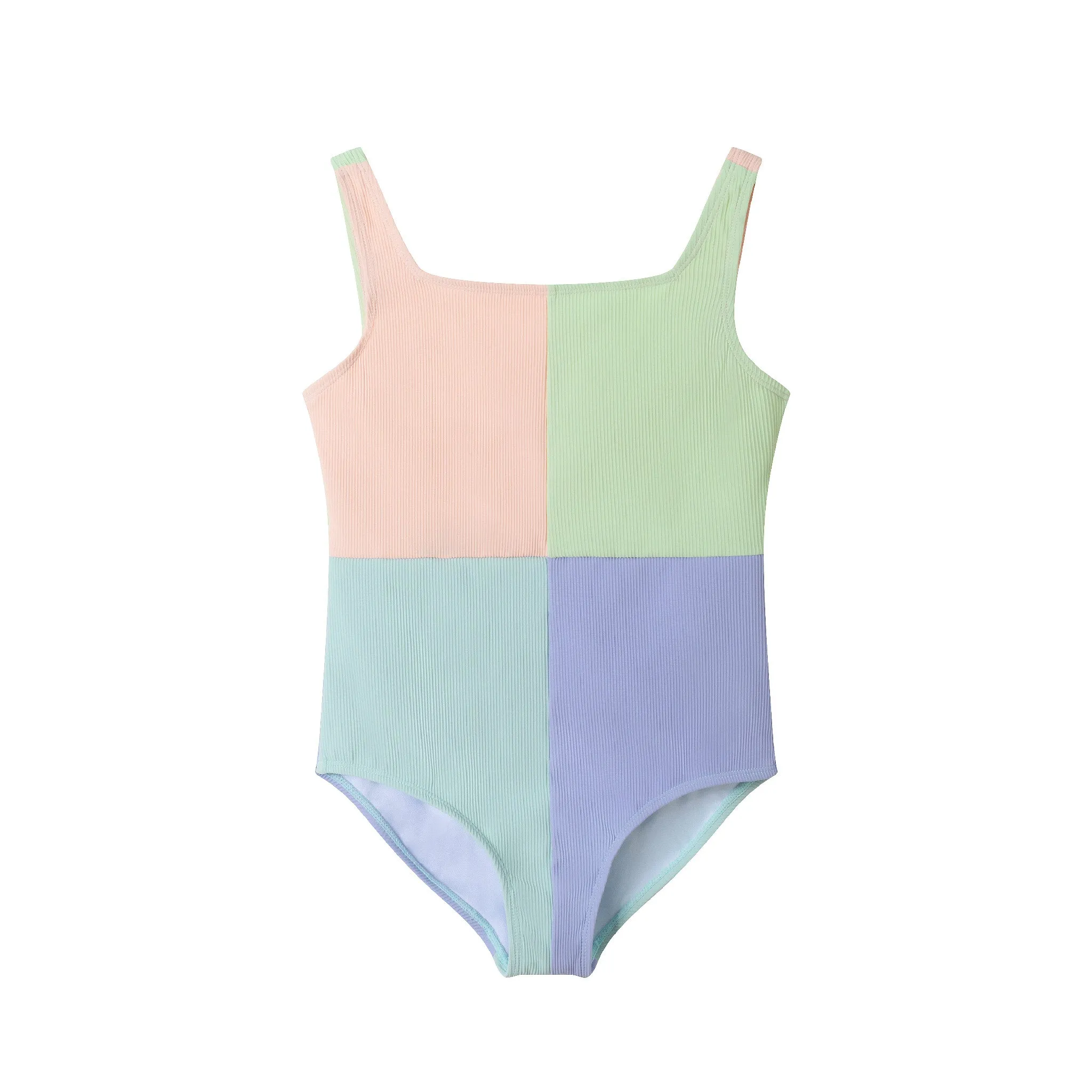 Kids (7-16) One Piece Swim Suit | Color Block