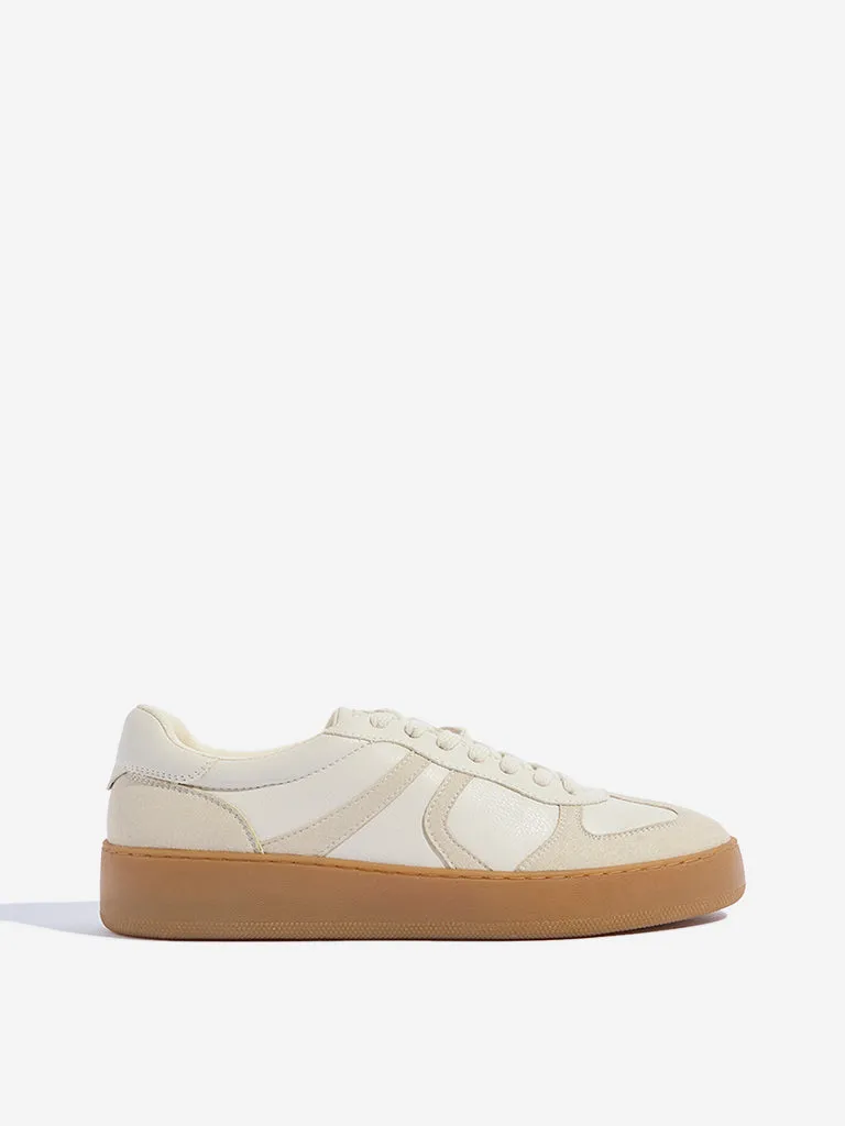 LUNA BLU Beige Faux Leather Sneakers