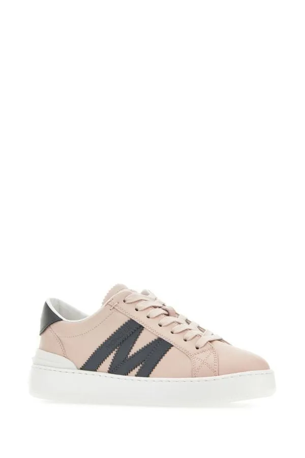 MONCLER | Pastel pink leather Monaco M sneakers