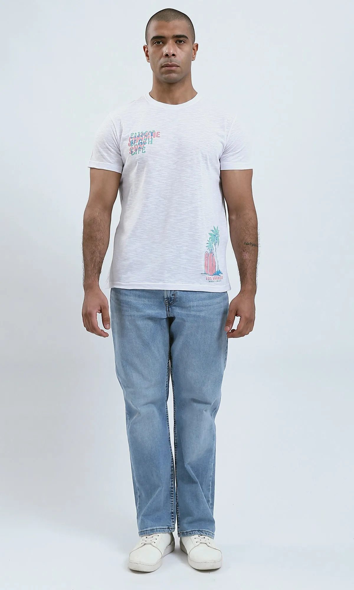 O190727 - Front & Back Print Casual Heather White