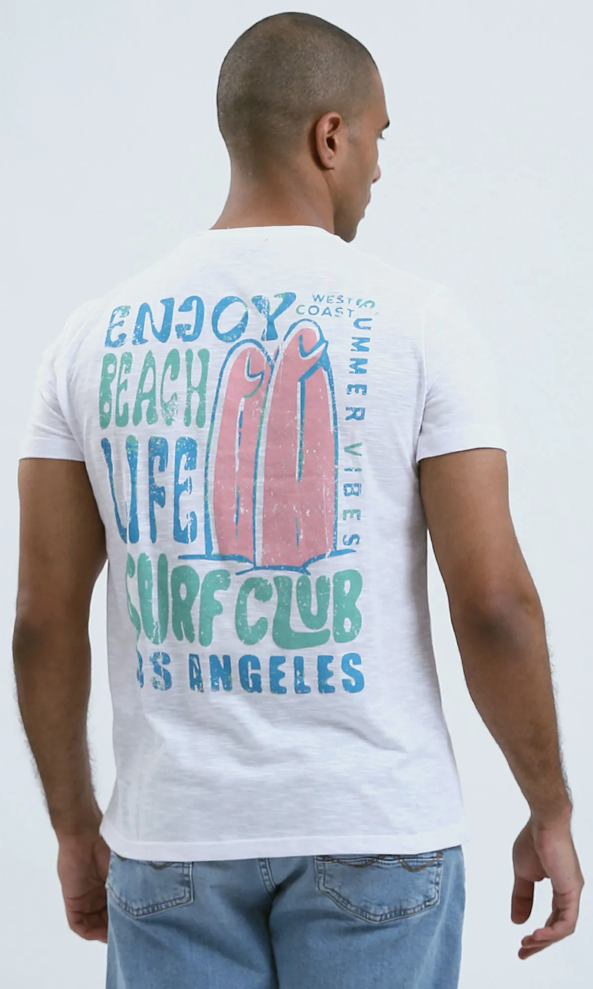 O190727 - Front & Back Print Casual Heather White