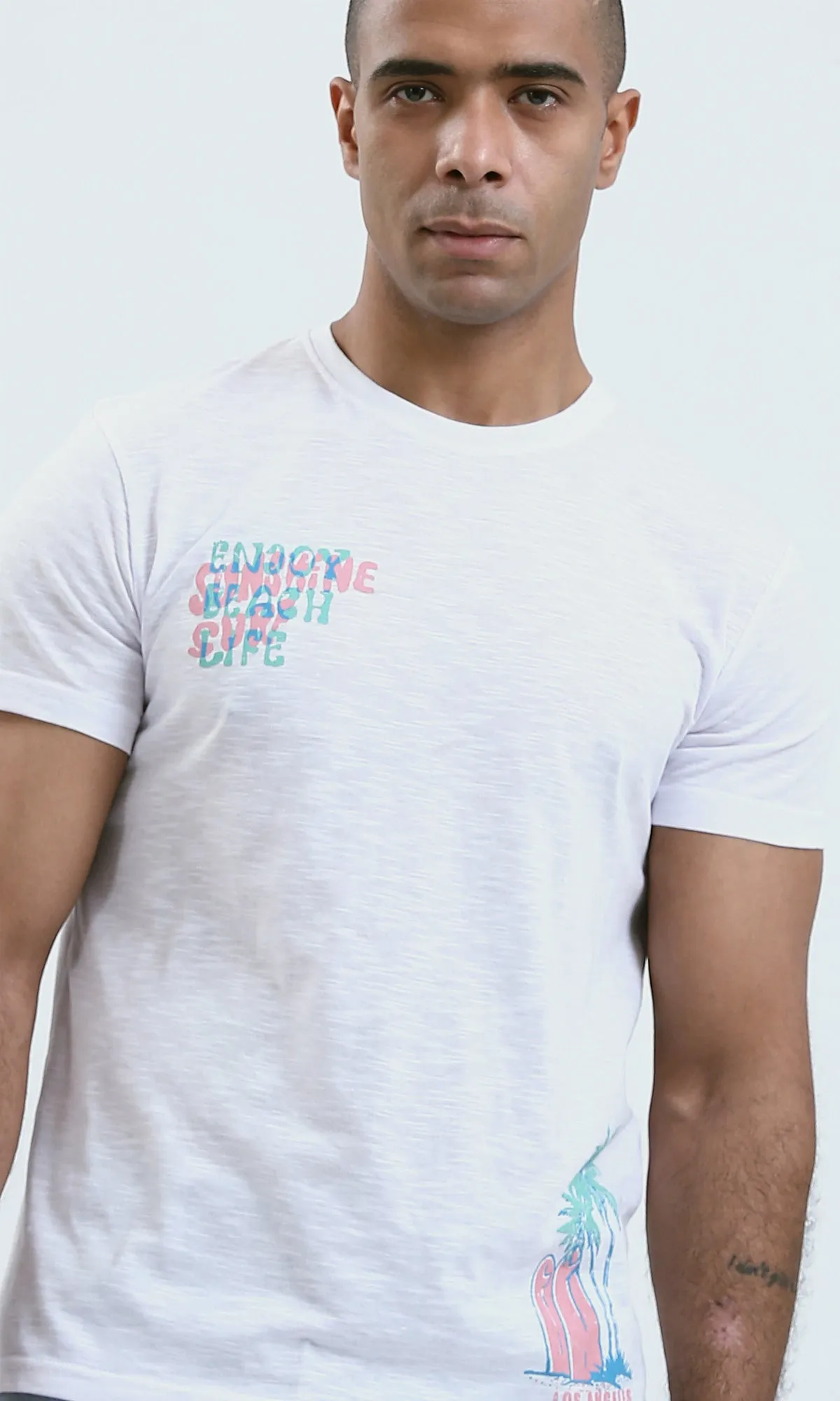 O190727 - Front & Back Print Casual Heather White
