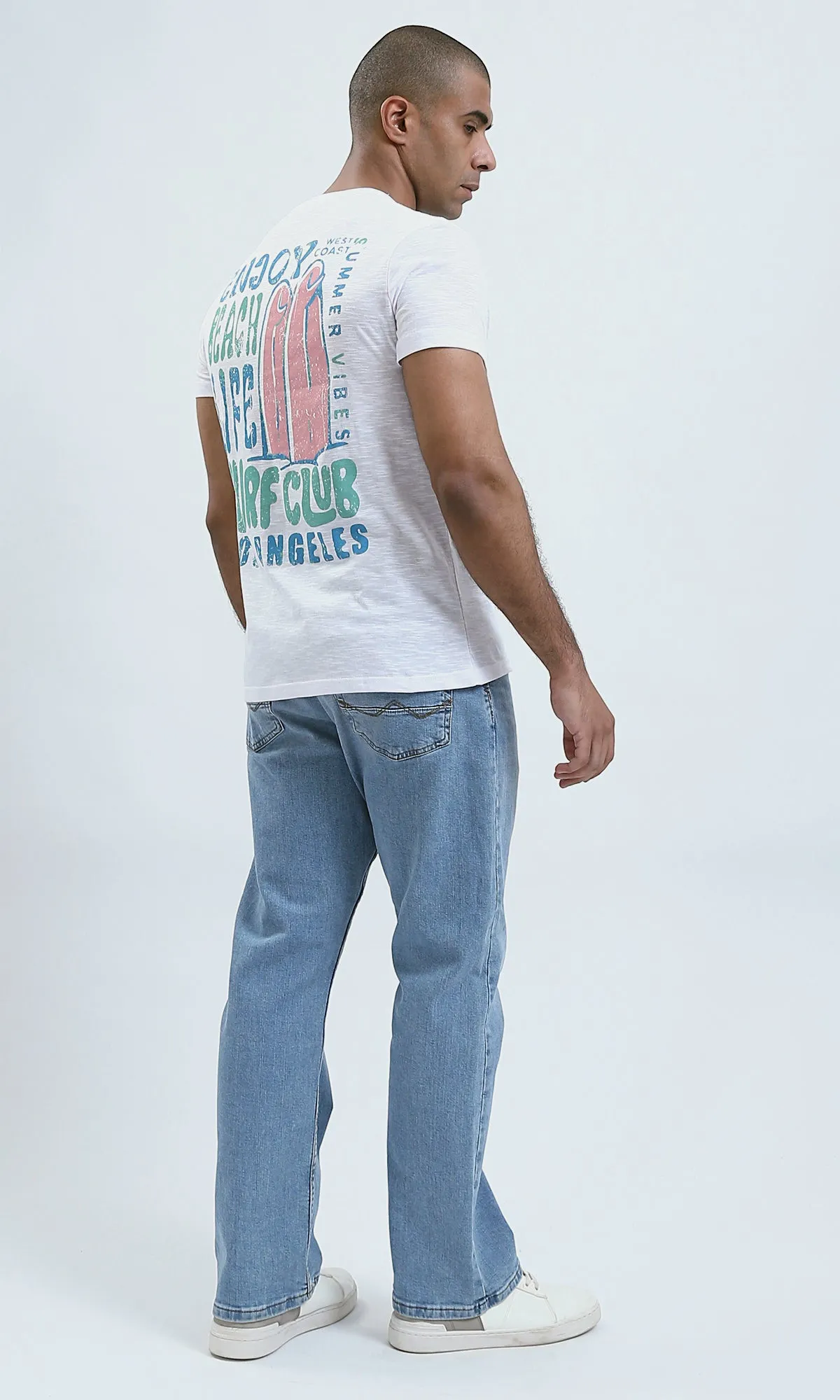O190727 - Front & Back Print Casual Heather White