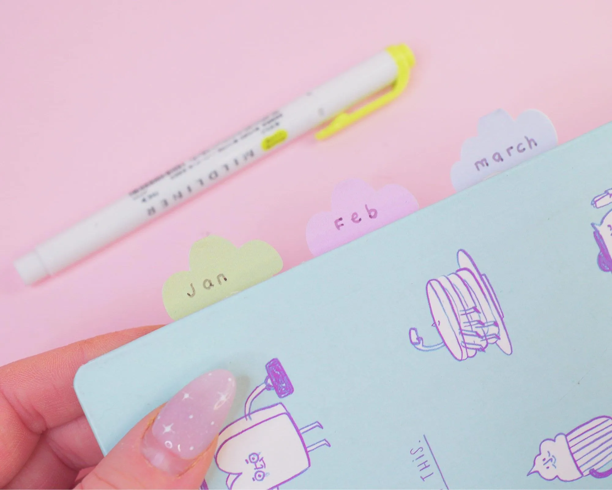 Pastel Cloud Index Tab Stickers | Kawaii A5 Organiser Labels | Cute Planner & Study Accessories | ID006