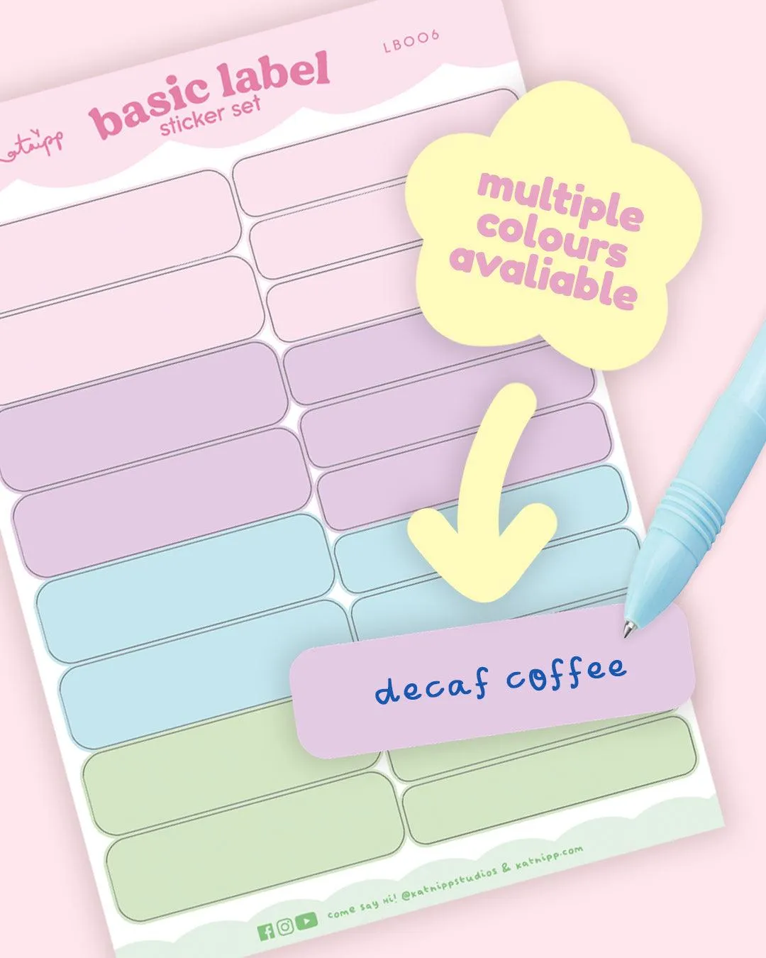 Pastel Label Sticker Set | Functional Planner Tabs | Kawaii Organisation Stickers in Multiple Colours