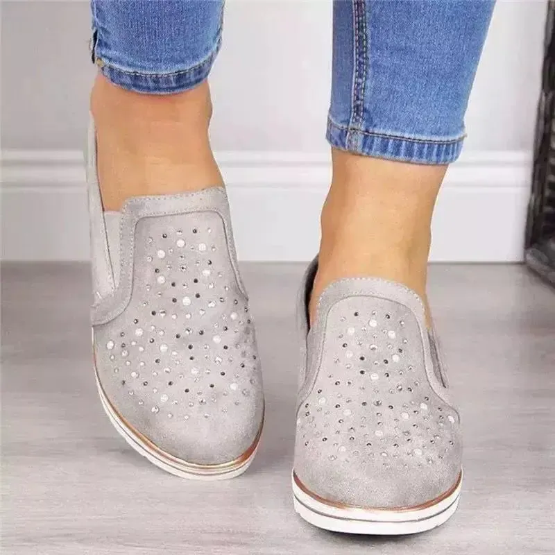 Rhinestone Wedge Slip-Ons